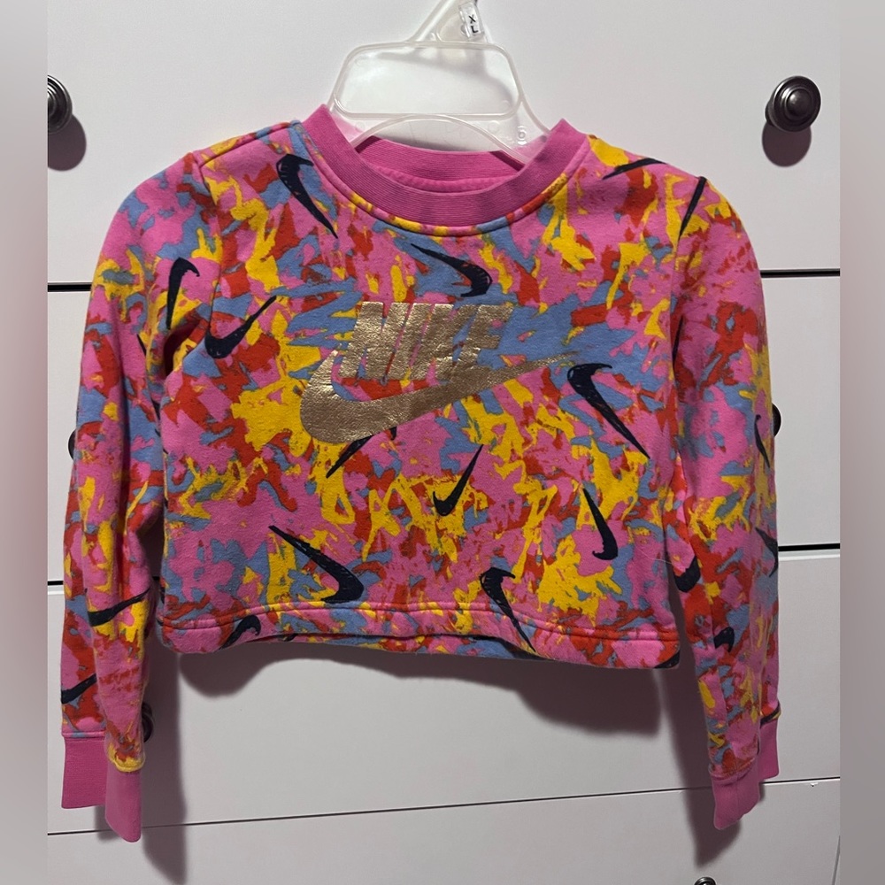 Nike Girls Cropped Splattered Sweatshirt